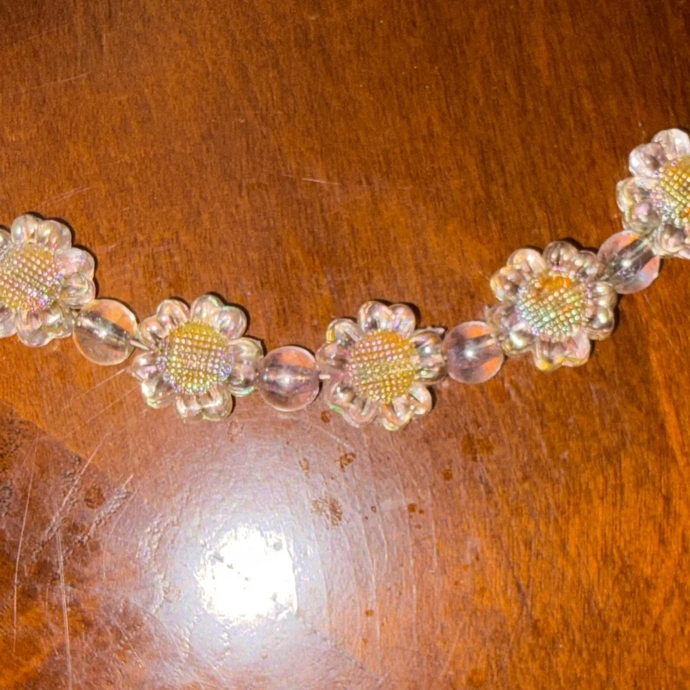 Iridescent Pink Floral Beaded Headband for Kids